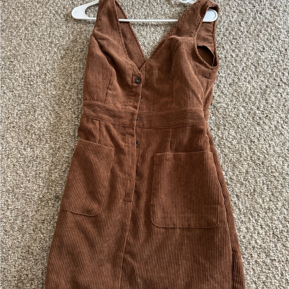 Brown Corduroy Sleeveless Dress